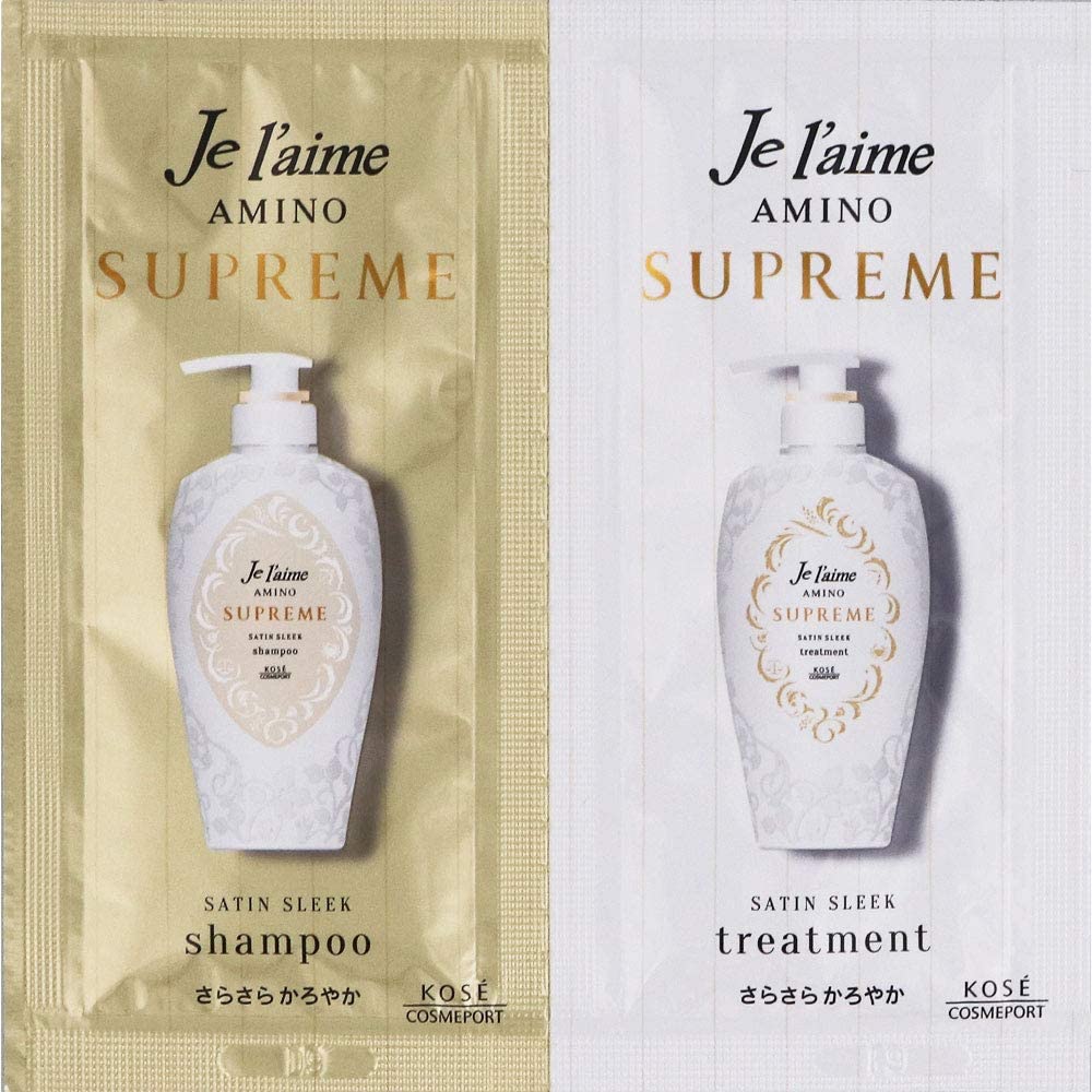 KOSE Cosmeport Je l`Aime AMINO SUPREME Satin Sleek Shampoo + Conditioner Sample, 10x10 ml