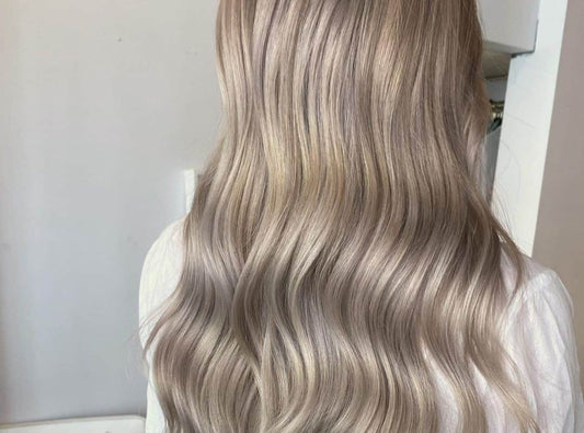 Asian shiny blonde balayage